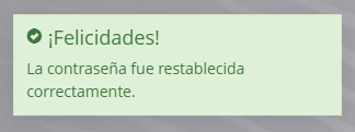 Confirmación de restablecimiento
