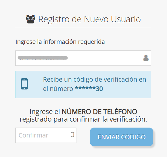 Solo teléfono registrado