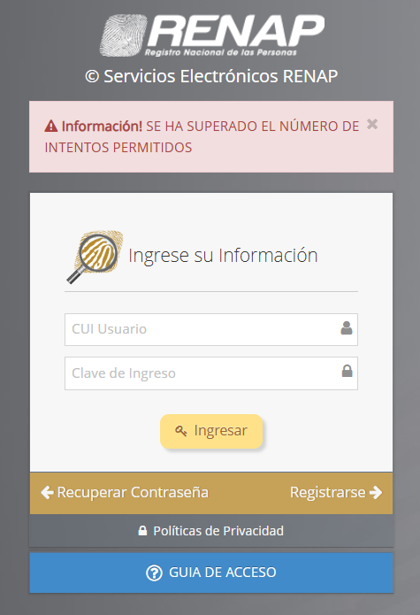 Error tras 3 intentos