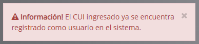 Usuario existente